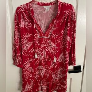 La Blanca swim cover up size small red and white tie tassel soft